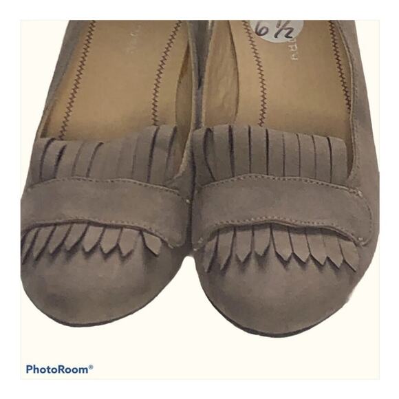 Chinese Laundry Anete Taupe Fringe Block Heel Pumps Size 6.5 Suede Boho Chic - Picture 6 of 16